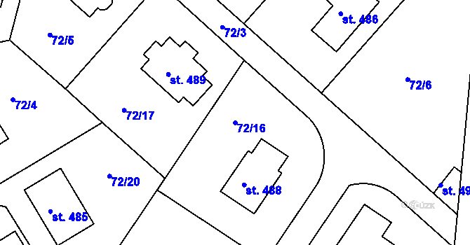 Parcela st. 72/16 v KÚ Tašovice, Katastrální mapa