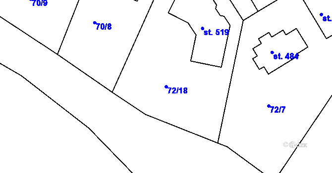 Parcela st. 72/18 v KÚ Tašovice, Katastrální mapa