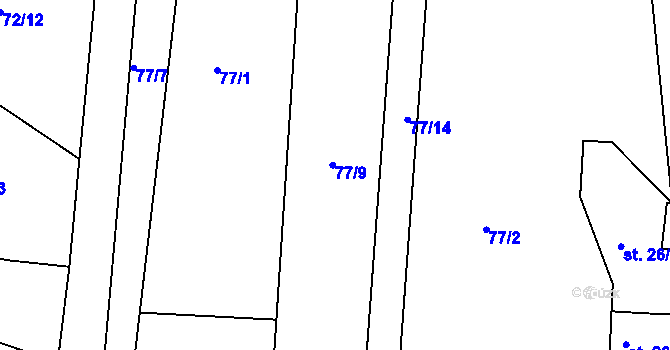 Parcela st. 77/9 v KÚ Tašovice, Katastrální mapa