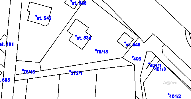 Parcela st. 78/15 v KÚ Tašovice, Katastrální mapa