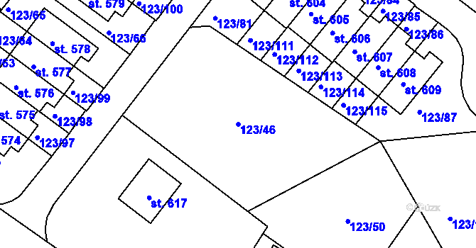 Parcela st. 123/46 v KÚ Tašovice, Katastrální mapa