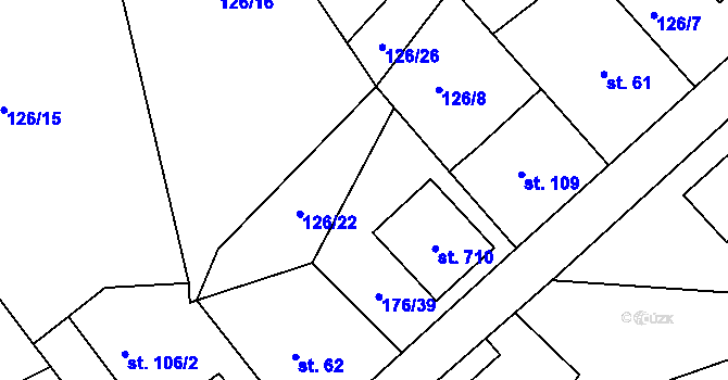 Parcela st. 176/42 v KÚ Tašovice, Katastrální mapa