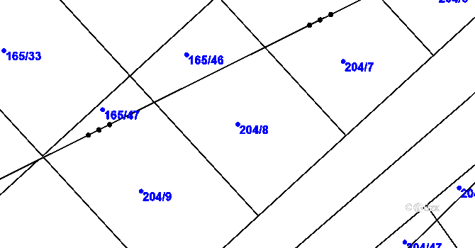 Parcela st. 204/8 v KÚ Tašovice, Katastrální mapa
