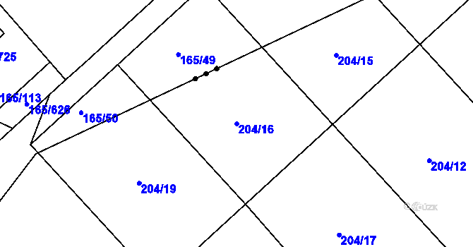 Parcela st. 204/16 v KÚ Tašovice, Katastrální mapa