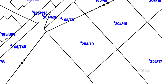 Parcela st. 204/19 v KÚ Tašovice, Katastrální mapa