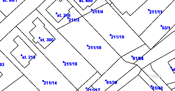 Parcela st. 211/18 v KÚ Tašovice, Katastrální mapa