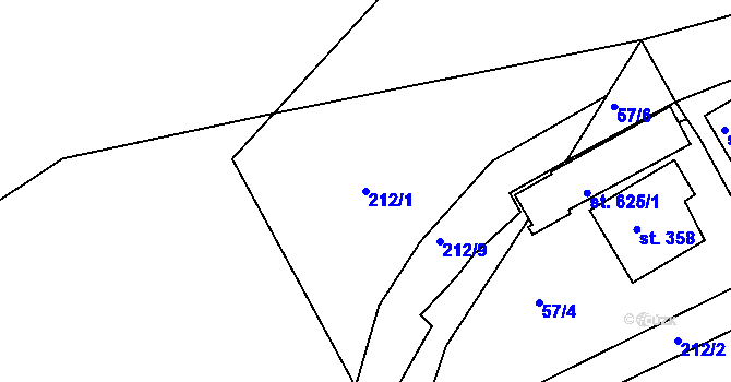 Parcela st. 212/1 v KÚ Tašovice, Katastrální mapa