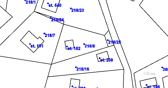 Parcela st. 218/8 v KÚ Tašovice, Katastrální mapa