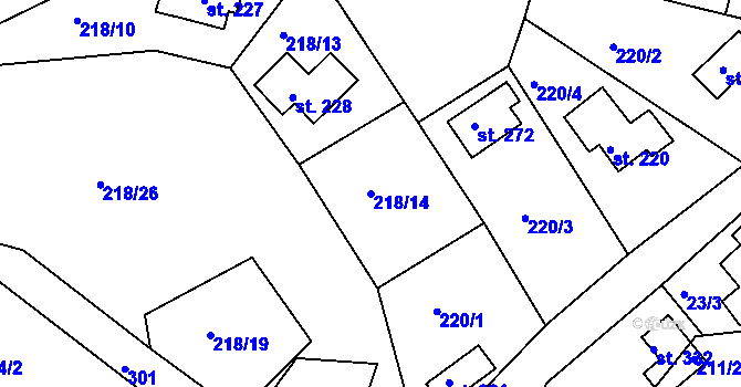 Parcela st. 218/14 v KÚ Tašovice, Katastrální mapa