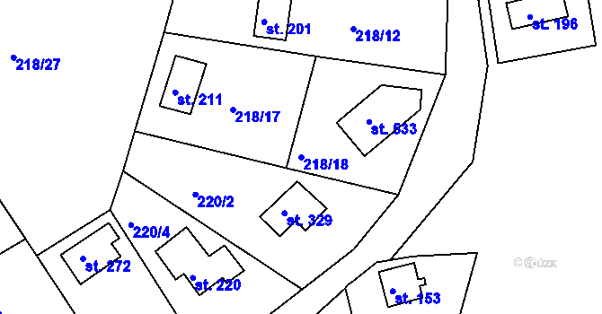 Parcela st. 218/18 v KÚ Tašovice, Katastrální mapa