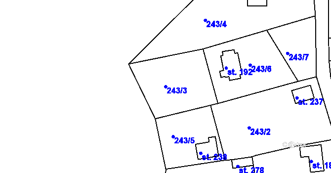 Parcela st. 243/3 v KÚ Tašovice, Katastrální mapa