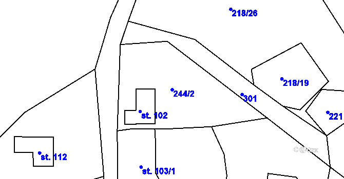 Parcela st. 244/2 v KÚ Tašovice, Katastrální mapa