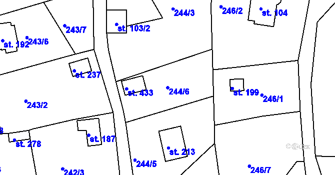 Parcela st. 244/6 v KÚ Tašovice, Katastrální mapa