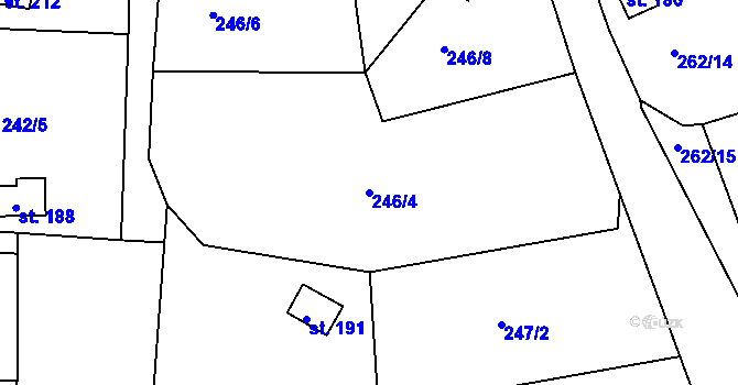 Parcela st. 246/4 v KÚ Tašovice, Katastrální mapa