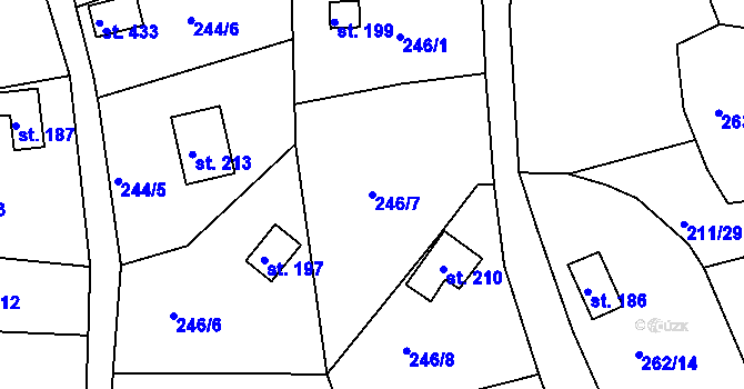 Parcela st. 246/7 v KÚ Tašovice, Katastrální mapa