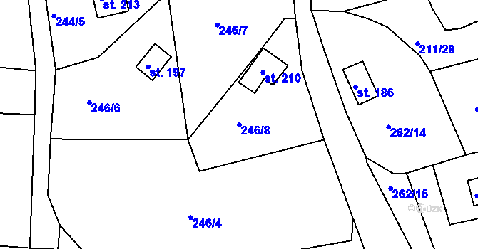 Parcela st. 246/8 v KÚ Tašovice, Katastrální mapa
