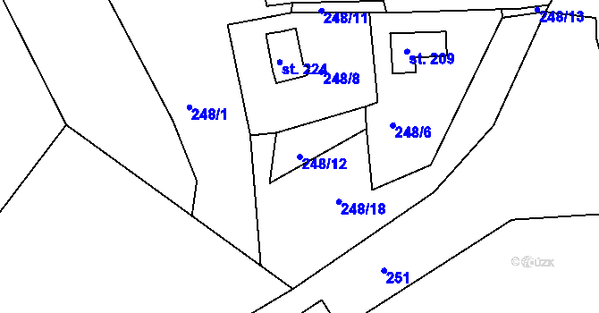 Parcela st. 248/12 v KÚ Tašovice, Katastrální mapa