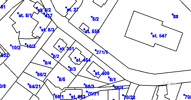 Parcela st. 271/1 v KÚ Tašovice, Katastrální mapa