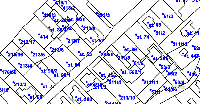 Parcela st. 298/1 v KÚ Tašovice, Katastrální mapa
