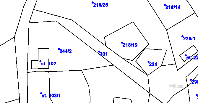 Parcela st. 301 v KÚ Tašovice, Katastrální mapa