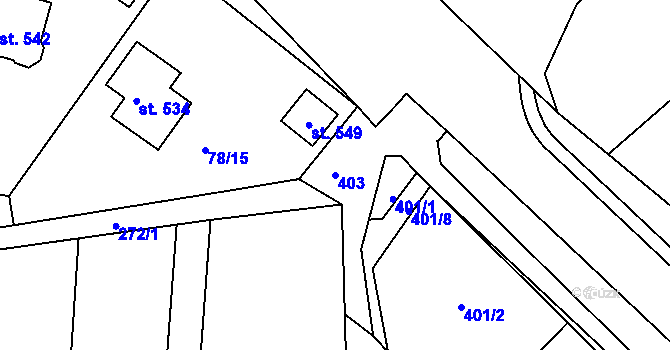 Parcela st. 403 v KÚ Tašovice, Katastrální mapa