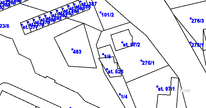 Parcela st. 1/5 v KÚ Tašovice, Katastrální mapa