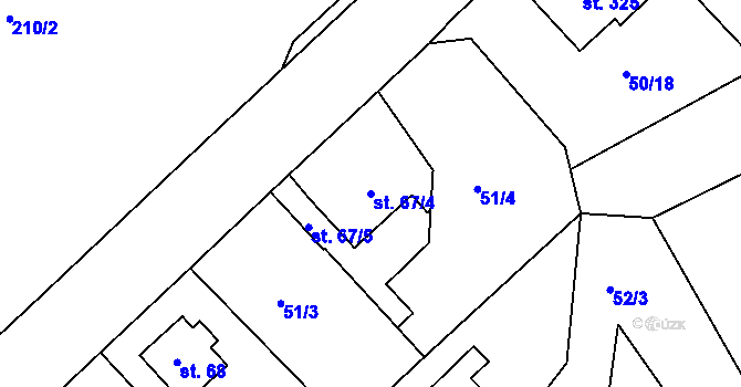 Parcela st. 67/4 v KÚ Tašovice, Katastrální mapa