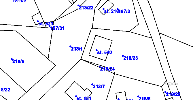 Parcela st. 540 v KÚ Tašovice, Katastrální mapa