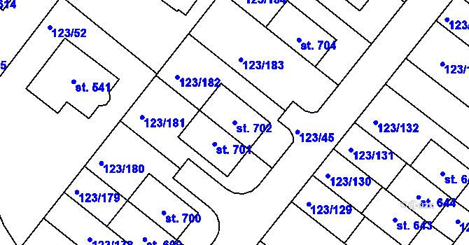 Parcela st. 702 v KÚ Tašovice, Katastrální mapa