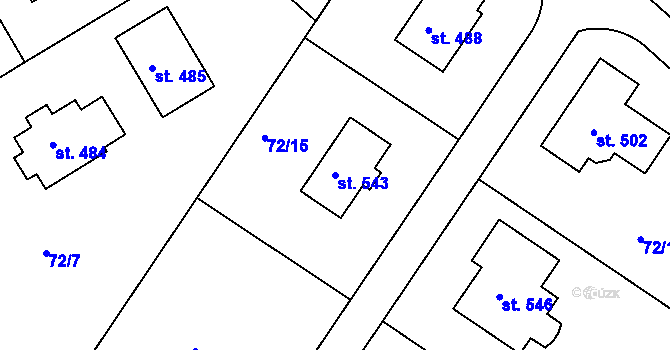 Parcela st. 543 v KÚ Tašovice, Katastrální mapa