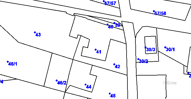 Parcela st. 41 v KÚ Doubí u Liberce, Katastrální mapa