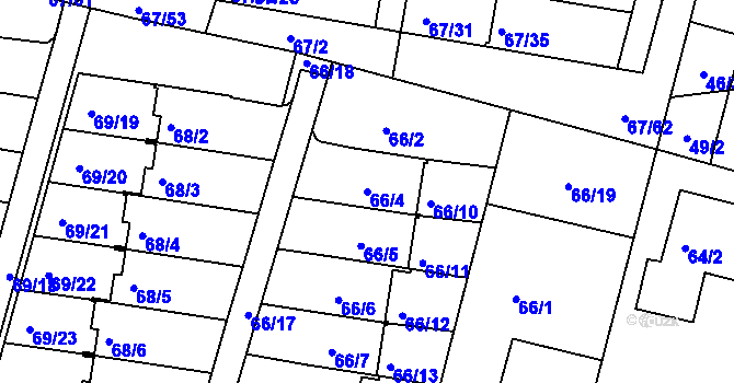 Parcela st. 66/4 v KÚ Doubí u Liberce, Katastrální mapa