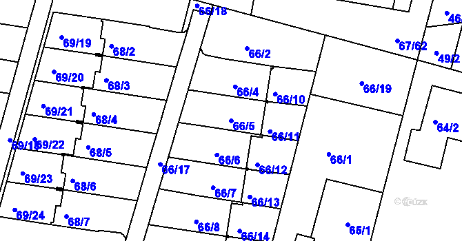 Parcela st. 66/5 v KÚ Doubí u Liberce, Katastrální mapa