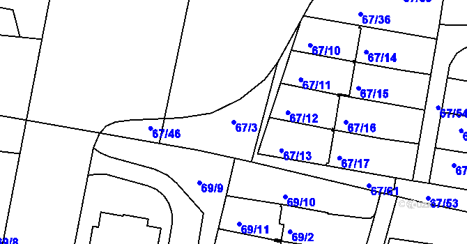 Parcela st. 67/3 v KÚ Doubí u Liberce, Katastrální mapa