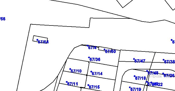 Parcela st. 67/4 v KÚ Doubí u Liberce, Katastrální mapa