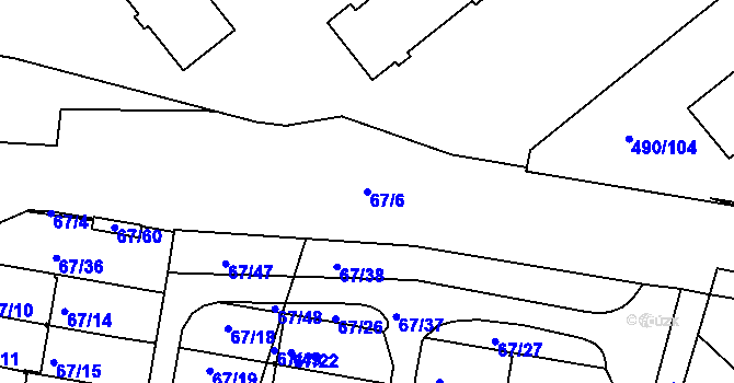 Parcela st. 67/6 v KÚ Doubí u Liberce, Katastrální mapa