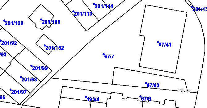 Parcela st. 67/7 v KÚ Doubí u Liberce, Katastrální mapa