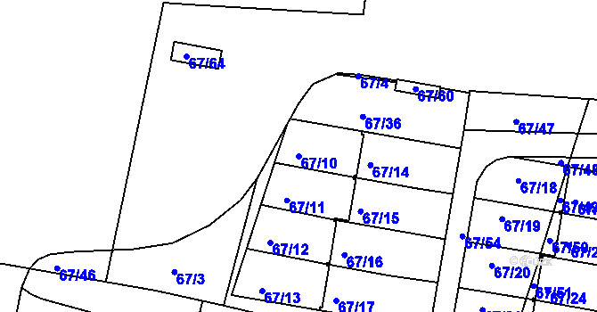 Parcela st. 67/10 v KÚ Doubí u Liberce, Katastrální mapa