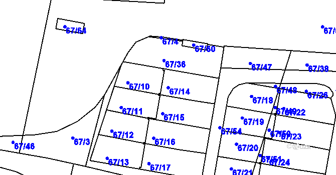 Parcela st. 67/14 v KÚ Doubí u Liberce, Katastrální mapa