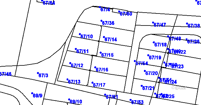 Parcela st. 67/15 v KÚ Doubí u Liberce, Katastrální mapa