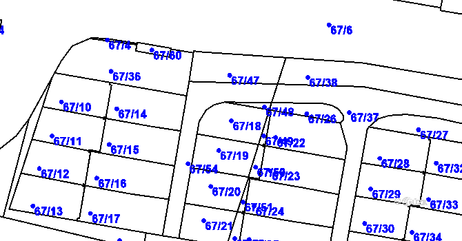 Parcela st. 67/18 v KÚ Doubí u Liberce, Katastrální mapa
