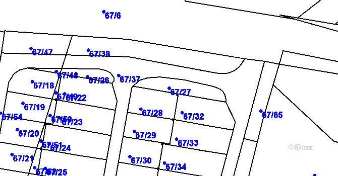 Parcela st. 67/27 v KÚ Doubí u Liberce, Katastrální mapa