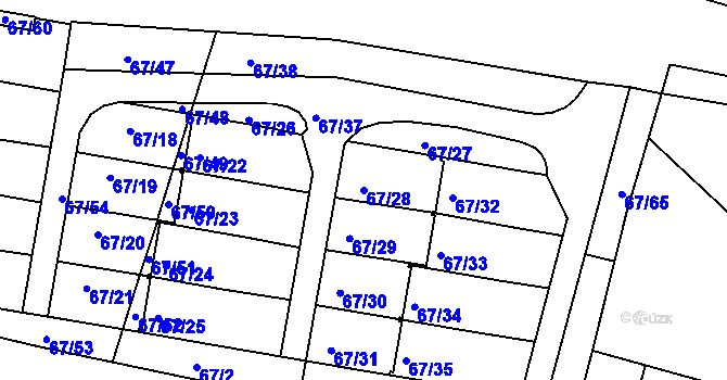 Parcela st. 67/28 v KÚ Doubí u Liberce, Katastrální mapa