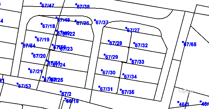 Parcela st. 67/29 v KÚ Doubí u Liberce, Katastrální mapa