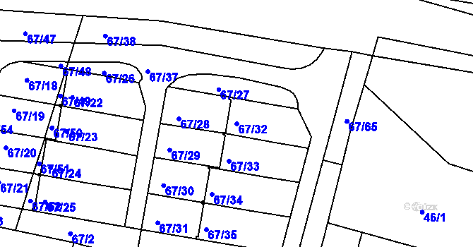 Parcela st. 67/32 v KÚ Doubí u Liberce, Katastrální mapa