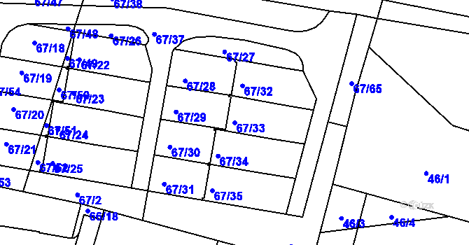 Parcela st. 67/33 v KÚ Doubí u Liberce, Katastrální mapa