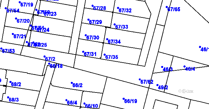 Parcela st. 67/35 v KÚ Doubí u Liberce, Katastrální mapa