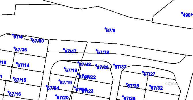 Parcela st. 67/38 v KÚ Doubí u Liberce, Katastrální mapa