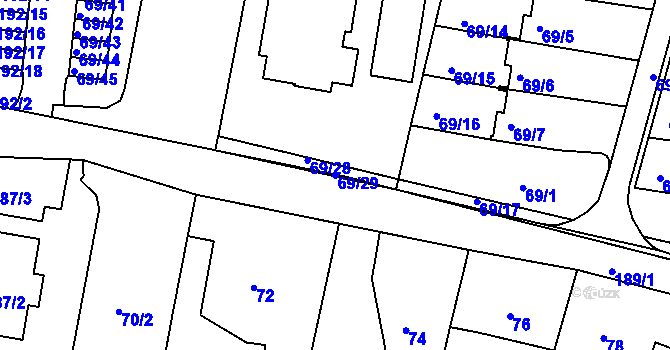 Parcela st. 69/29 v KÚ Doubí u Liberce, Katastrální mapa