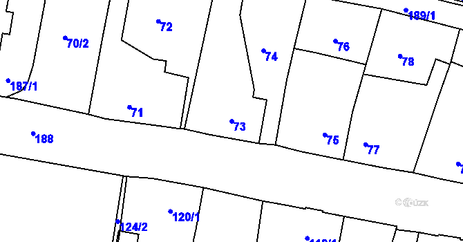 Parcela st. 73 v KÚ Doubí u Liberce, Katastrální mapa